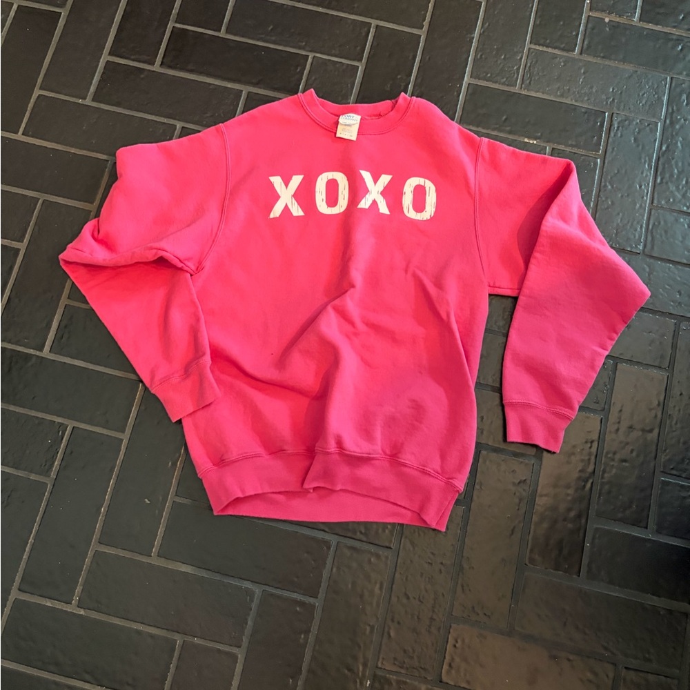 Pink XOXO Graphic Sweatshirt Valentine Cozy Crewneck Y2K Style Small